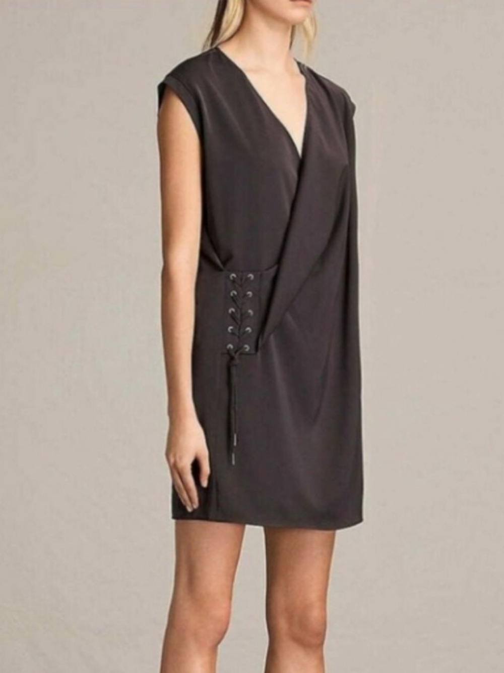 All Saints Aures Front Lace Up Mini Dress